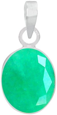 AQUAGEMS Emerald/Panna 6.25 Ratti or 5.5 Ct Gemstone Men & Woman bis Hallmark 925 Sterling Silver Stone Pendant