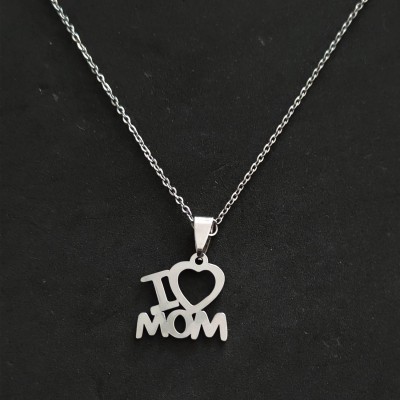 Sullery ValentieI Love Mom You Mothers Day Gift Silver Pendant Chain For Unisex Stainless Steel Pendant