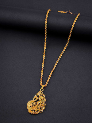 Divastri Gold Plated chian and pendant set Gold-plated Brass Pendant Set