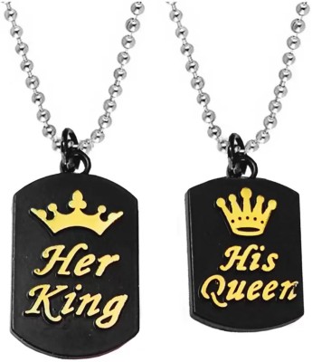 M Men Style Valentine Gift Couple Matching Her King And His Queen Locket Sterling Silver Alloy