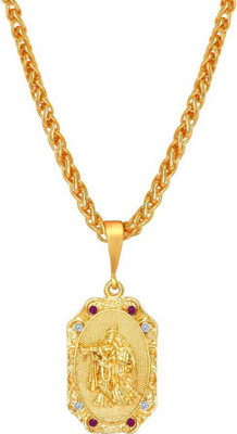 Aviate Radhe Krishna & JAYPURI chain Gold-plated Diamond Alloy Pendant Set