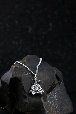 ringzinnie Hanuman Silver Locket With Oxidised Silver Chain Silver Alloy Pendant