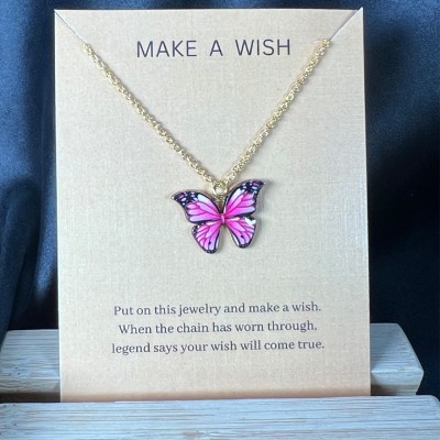 AVR JEWELS Stylish Gold Plated Pink Butterfly Carm Necklace For Women and Girls Gold-plated Plated Alloy Necklace