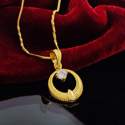 Trinket World Women's Gold-platd Pendant Necklace For Girls Gold-plated Stainless Steel Pendant Set