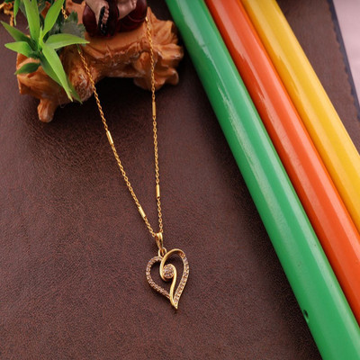 VFA VFA Heart Chain Fancy,Double-Sided,Gold, Clavicle Chain Brass Diamond Alloy Locket Set