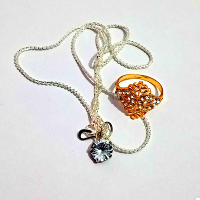 Nawab Collection Beautiful Sterling Silver Ruby Sterling Silver, Alloy Pendant Set