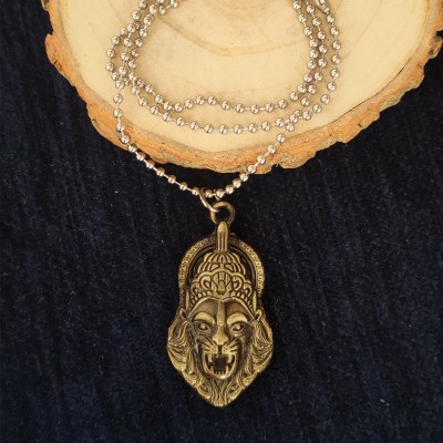 Sullery God Vishnu avatar Narasimha Lion Head Pendant Necklace Rhodium Metal Pendant