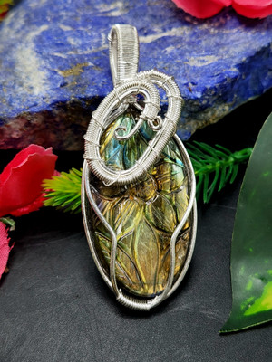 shwasam Pendant Silver Labradorite Stone Pendant