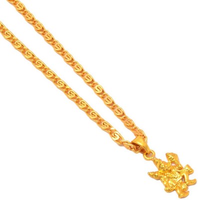 Jewar Mandi JewarHaat Lord Hanuman Ji Gold Plated Locket/Pendant with Link Chain Gold-plated Brass Locket
