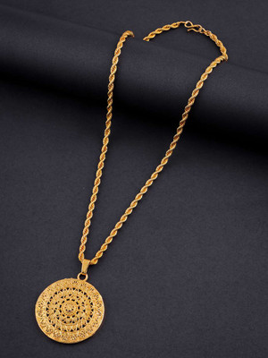 Divastri Gold Plated chian and pendant set Gold-plated Brass Pendant Set