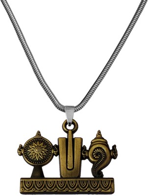 Shiv Jagdamba Religious Lord Tirupati Balaji Shanku Chakra Namam Pendant Necklace Rhodium Zinc, Metal Pendant