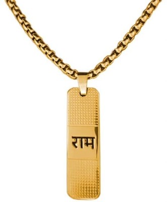 KUSHMIWAL GEMS Ram Naam Locket With Chain Shri Ram Daily Stylish Spiritual Jewellery Gold-plated Brass Pendant