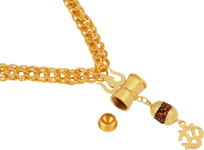 Charms Trishul Inspired Panch Mukhi Rudraksh With Chain Gold-plated Alloy Locket Set