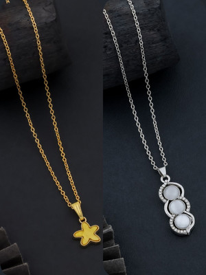 Dressberry Elegant Pack of 2 Necklace Chains – Must-Have Collection Gold-plated Brass Pendant Set