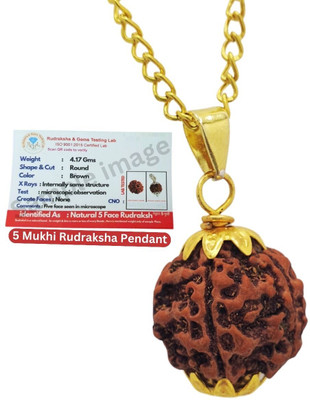Fine Creation 5/ five Mukhi white metal Certified Original Pure Siddha Rudraksha from Nepal Gold-plated Beads Brass, Wood Locket
