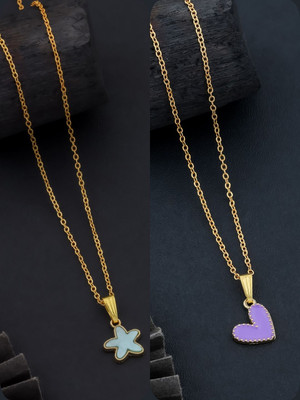Dressberry Elegant Pack of 2 Necklace Chains – Must-Have Collection Gold-plated Brass Pendant Set