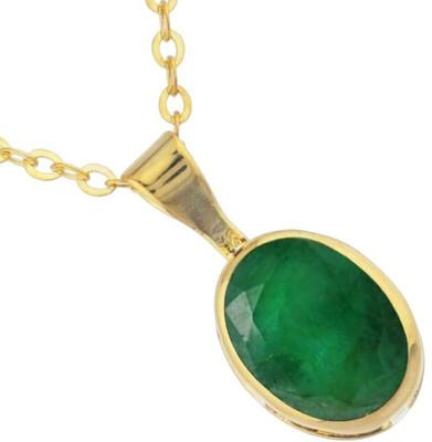 Gemzonite Emerald Panna Pendant Locket {Astrological Purpose Panna Pendant} for Men/Women Gold-plated Emerald Brass Pendant