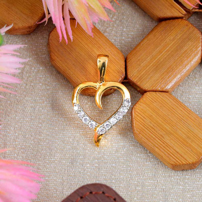 Jewelgenics Gold Plated Ad Cubic Zirconia Heart Shape Without Chain Pendant Gold-plated Cubic Zirconia Alloy Locket