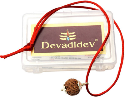 Devadidev Nepali 5 Mukhi Five Face Rudraksha Pendant With Lab Certificate Silver Wood Pendant