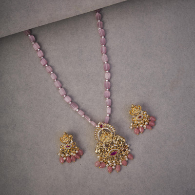 Opal Touch Brass Gold-plated Pink Jewellery Set(Pack of 2)