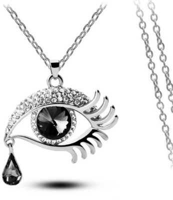 University Trendz Silver Black Evil Eye Unique Pendant For Girls and Women Silver Cubic Zirconia Stainless Steel Pendant Set