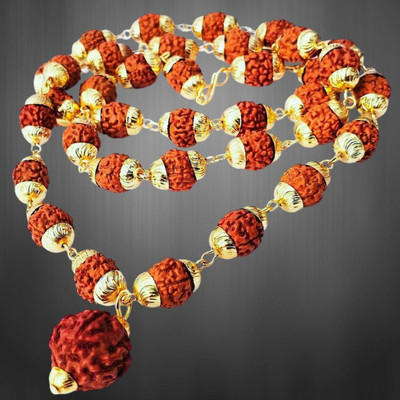 Khushal ENTERPRISE Mahakal Shivji Natural Himalaya Beads Simple Mala Original Gold-plated Beads Brass, Alloy Locket Set