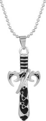 pompeo Silver Stylish Cross Design Pendant For Men Mens Jwelry Crossed Chain Pendant Black Silver, Sterling Silver Cubic Zirconia Alloy Pendant