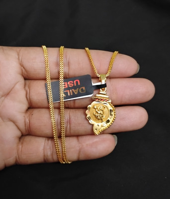 Sonutrades Hanuman ji pendant locket with box chain 2 line micro gold plated daily wear Gold-plated Brass Pendant Set