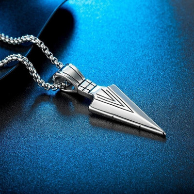 Teeragaj F 190_JSE-blk slvr arrow Black Silver Stone Pendant Set