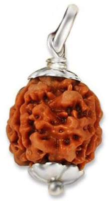 Beautum Original 3 Mukhi Rudraksha Three Face Rudraksha With Metal Capping Wood Pendant