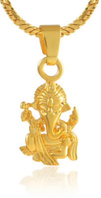 Admier 1 gm Micro Gold plated Brass Ganesh ganapti ganpati bappa Pendant Gold-plated Brass Pendant