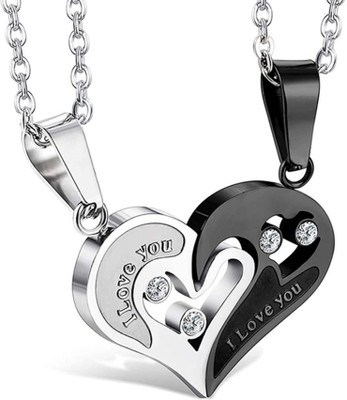 Lila Valentine Special Gifts His and Hers Lover Couple Love Heart 2 Crystal Copper Locket