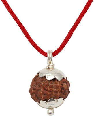Devadidev 10 Mukhi Rudraksha / Ten Face Java Small Size Pendant with Lab Certificate Silver Wood Pendant