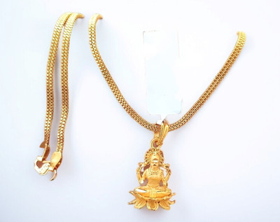 SAPNAPALACE LAXMI MAA PENDANT WITH GOLD CHAIN Gold-plated Brass Pendant Set