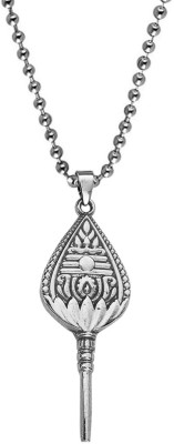 M Men Style Silver Plated Panchalogam Tripundra Murugan Vel Long Pendant Panchaloha Subrahmanya Vel Locket Religious Jewelery Rhodium Metal, Stainless Steel Pendant