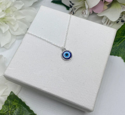 m a enterprises Evil Eye Necklace Protect You Harmful Energy and Negatives Nazar Brass Pendant Sterling Silver Metal, Brass Pendant Set