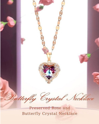 Temora Temora Purple zircon crystal ocean heart pendant with chain rose gold necklace Copper Zircon, Alexandrite, Diamond Sterling Silver Pendant Set