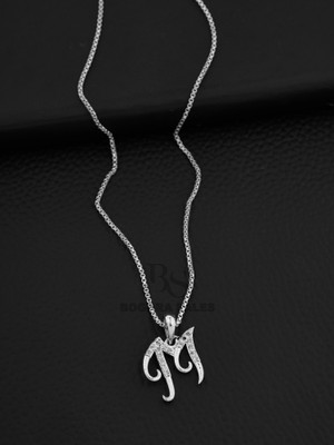 BOGHRA SALES M Alphabet Letter Stylish Pendant Necklace Chain for Girls,Women Silver, Sterling Silver Silver, Alloy Pendant
