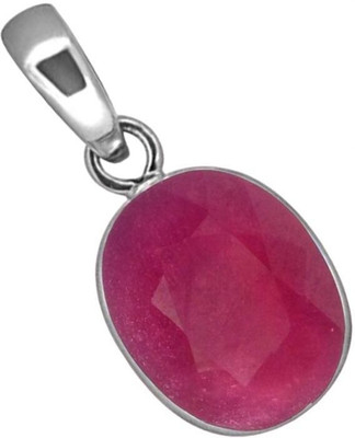 Gemzonite Natural Ruby Pendant A+ Quality Gemstone For Men & Women Silver Ruby Brass