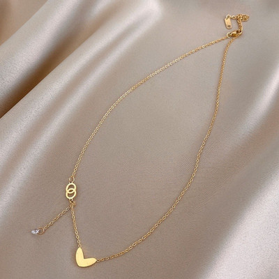 MYKI Elegant Pendants With chain For women & girls Gold-plated Cubic Zirconia Stainless Steel Pendant