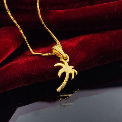 Saizen Women's Gold-platd Coco-nut tree Pendant Necklace For Girls Gold-plated Stainless Steel Pendant Set