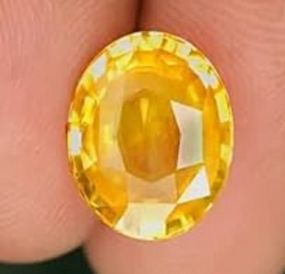 KUSHMIWAL GEMS 11.25 Ratti 10.45 Crt Natural Ceylone Yellow Sapphire Gemstone Original Pukhraj Sapphire Stone