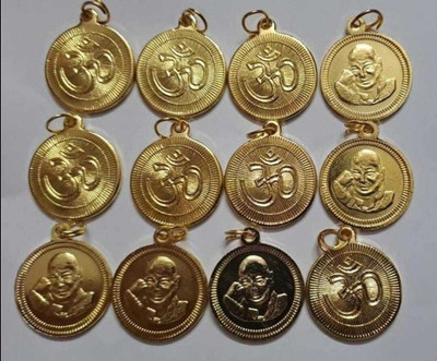 GURUJI CREATION Blessing Pendant with Om Guruji pendent om pendent gold color pendent(pack 12) Metal Pendant