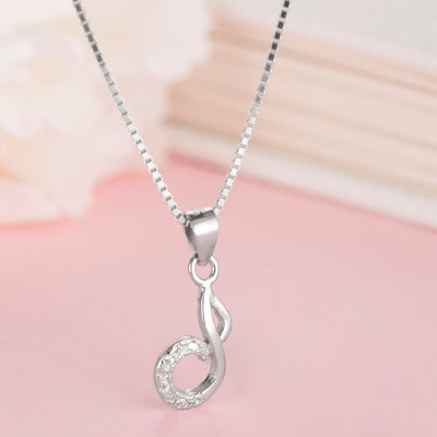 ZAVYA Rhythmic Radiance Rhodium Cubic Zirconia Sterling Silver Pendant Set