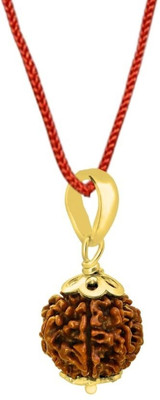 HAPPY CREATION 7 Mukhi rudraksha / 7 Face Rudraksha Nepali For Unisex Gold-plated Brass Pendant Set