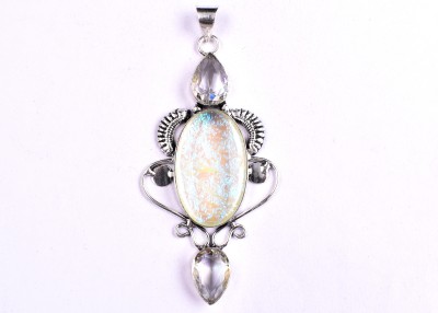 AAR Jewels Gemstone Pendant Necklace Silver Crystal Metal Locket