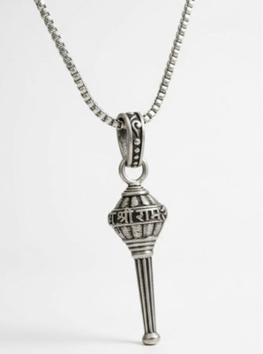 RAPPERSSHOP Stainless Steel Hanuman ji Gada Bajrang Bali Locket Jai Shree Ram Sterling Silver Stainless Steel Pendant Set