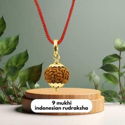 Kuttumb Gems & Jewels 9 Mukhi rudraksha / 9 Face Rudraksha indonesian For Unisex Gold-plated Plated Brass Necklace Set