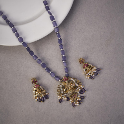Opal Touch Brass Gold-plated Purple Jewellery Set(Pack of 2)