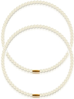 Uniqon (2 Pcs) 6mm White Round Pearl Beads Moti Mala Pendant Locket Necklace With Lock Plastic